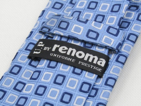 【レノマ】 OC 602 レノマ renoma ネクタイ 水色系 スクエアパターン ジャガードの画像3