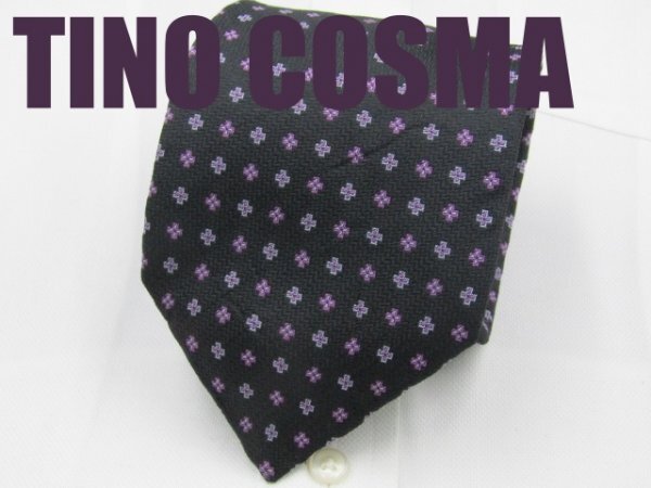 【ティノコズマ】OC 618 ティノコズマ TINO COSMA Luxury Edition ネクタイ 紫色系 ドット柄 花柄 ジャガードの画像1