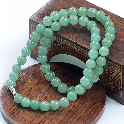 1 jpy ~ high class natural stone peace rice field sphere *. sphere *..* jade * necklace *10mm luck with money 45cm Power Stone high quality present new goods 