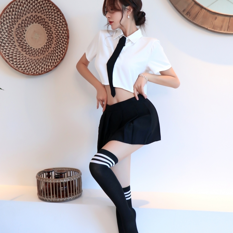 ML710 可愛いランジェリー 少女 学生制服「トップス・Tバック・ミニスカート４点セット」ベビードール コスプレ衣装の画像6