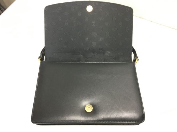 !! Cartier カルティエ ブラックレザー ショルダーバッグ ハンドバッグ 2way 斜め掛け_画像3