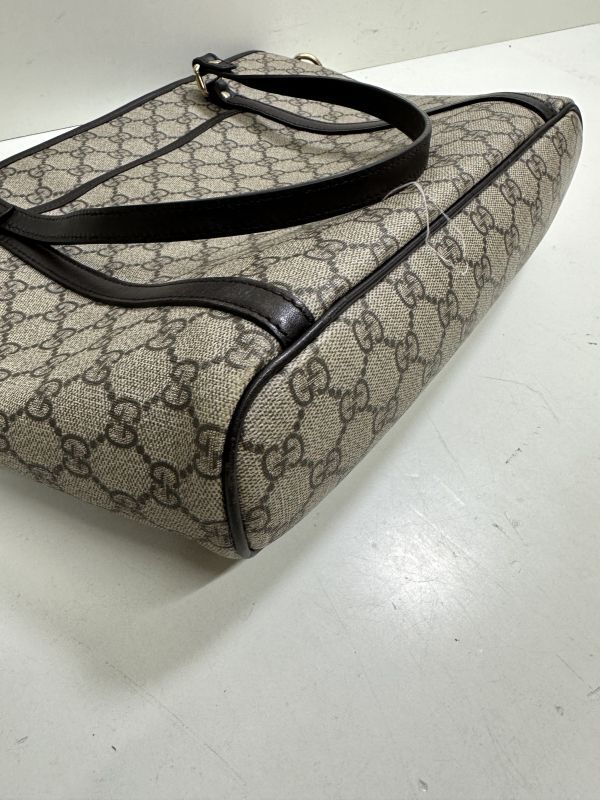 ♯【GUCCI】 グッチ 388929 520981 GG柄 PVC×レザー クロスボディ 2WAY ハンドバッグ ショルダー トート ブラウン系の画像6