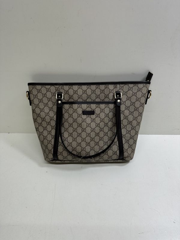 ♯【GUCCI】 グッチ 388929 520981 GG柄 PVC×レザー クロスボディ 2WAY ハンドバッグ ショルダー トート ブラウン系の画像1