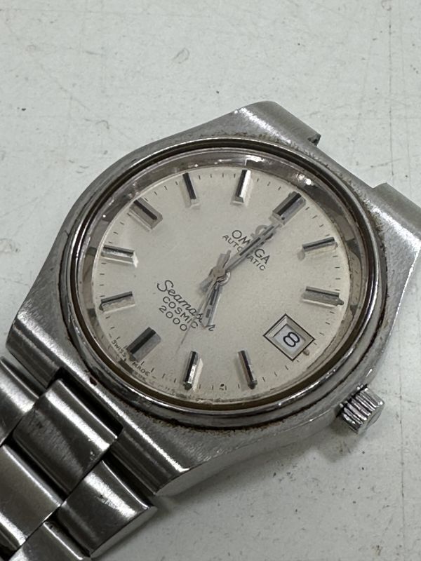 ♯【ジャンク品】OMEGA オメガ シーマスター 自動巻 COSMIC2000 竜頭破損 コスミック 腕時計 アンティークの画像9