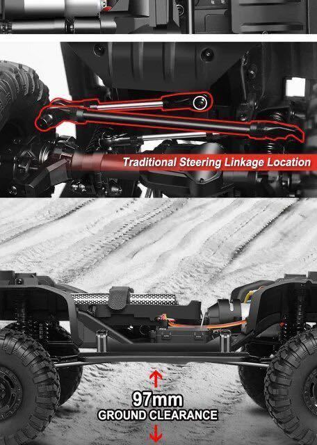 即納RED HB-R1001バッテリー2本2速切替 ラジコンクローラー オフロード1/10スケール 4WD RCトラック LEDライト RTR 検MN128 MN86S WPL TRX4の画像6