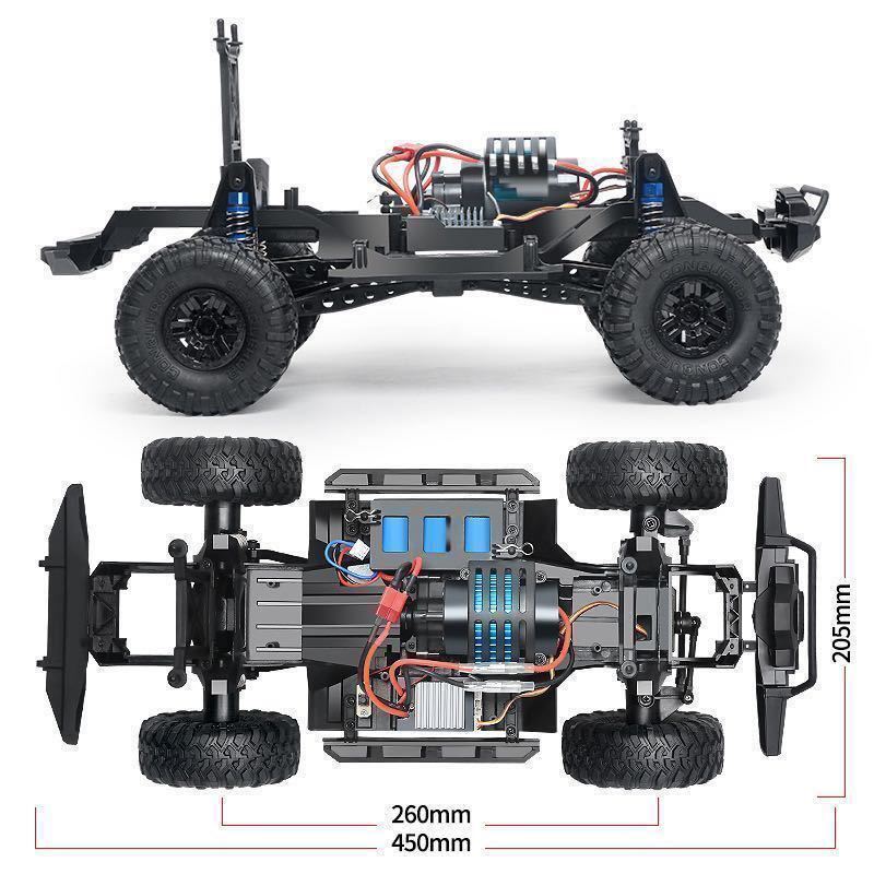 セールバッテリー2本 ラジコンクローラー オフロード1/10スケール 4WD RCカー 車 LED トラック RTR HB ZP1007 検MN128 MN86S WPL C54 MN99S_画像7