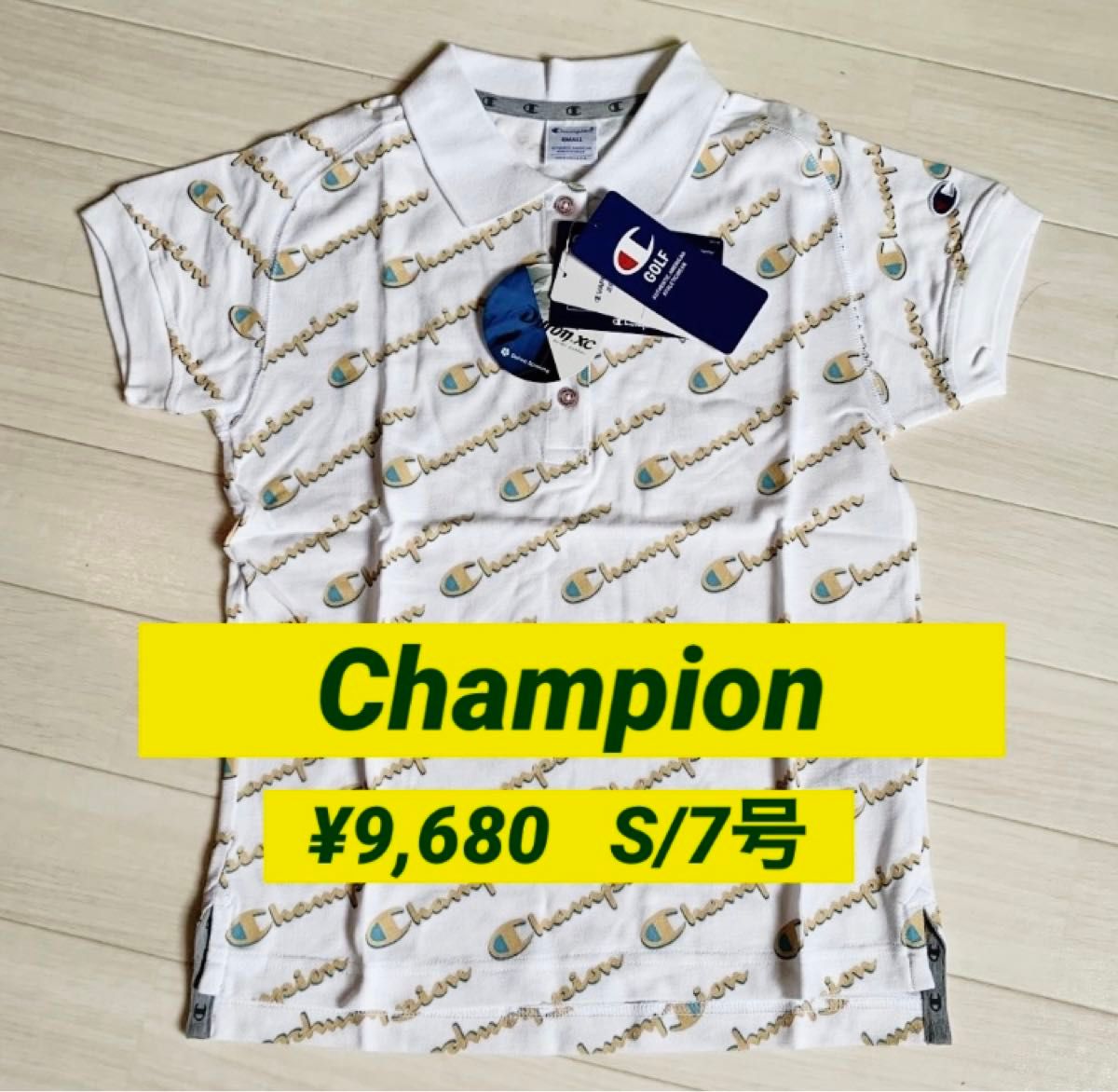 新品■9,680円【チャンピオン】レディース　半袖　ポロシャツ　S ホワイト　ゴルフウェア   半袖シャツ