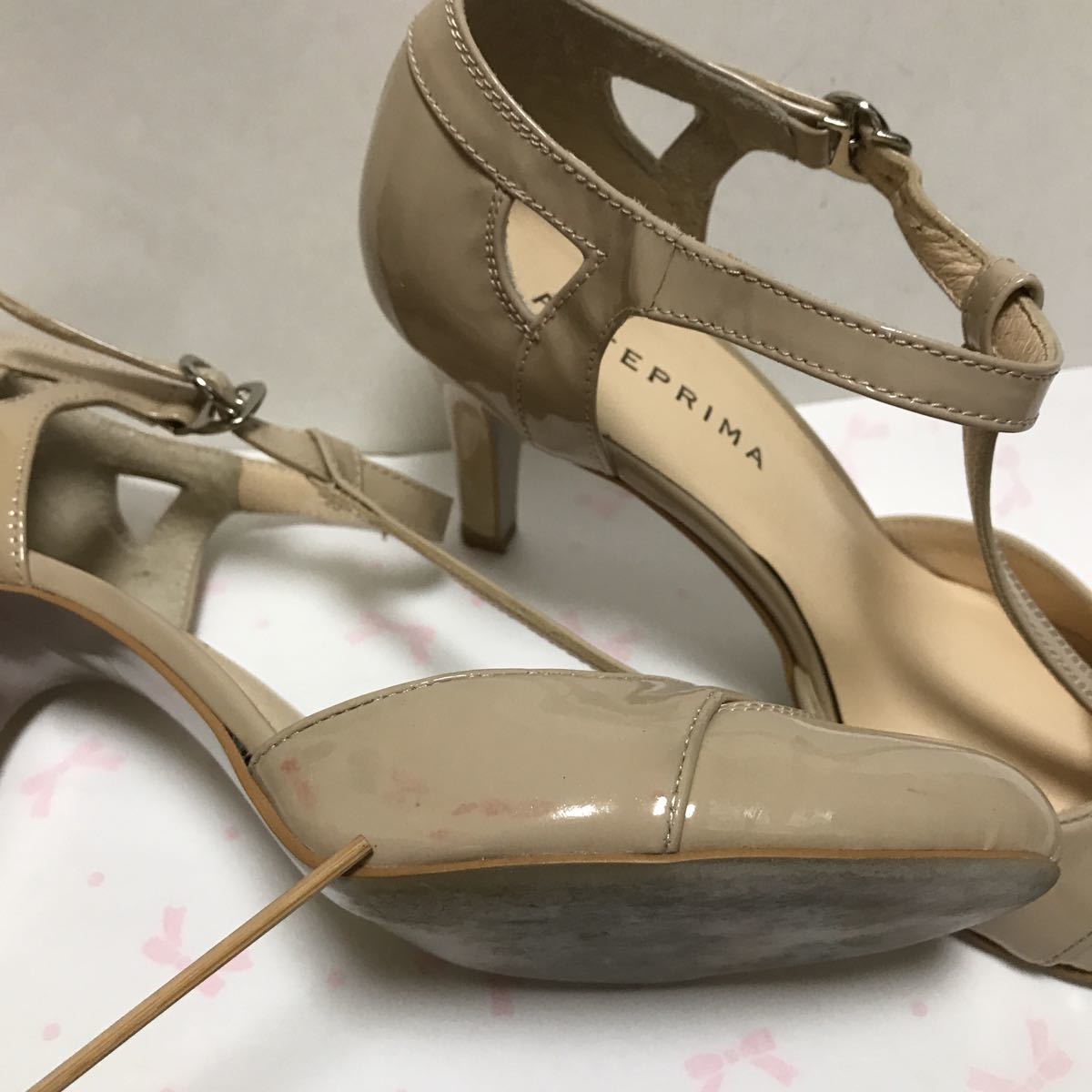 SALE Anteprima 23cm beige enamel strap pumps made in Japan beautiful goods 