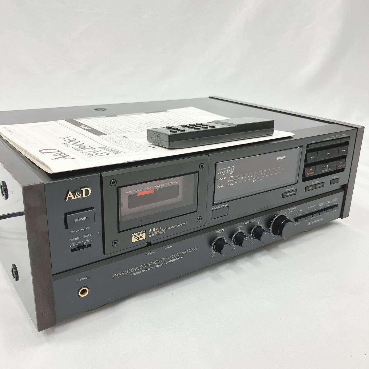A&D GX-Z9100EX ステレオカセットデッキ カセットデッキ アカイ 赤井 オーディオ機器 リモコン 取説付き 追加写真有り 01-0315の画像1