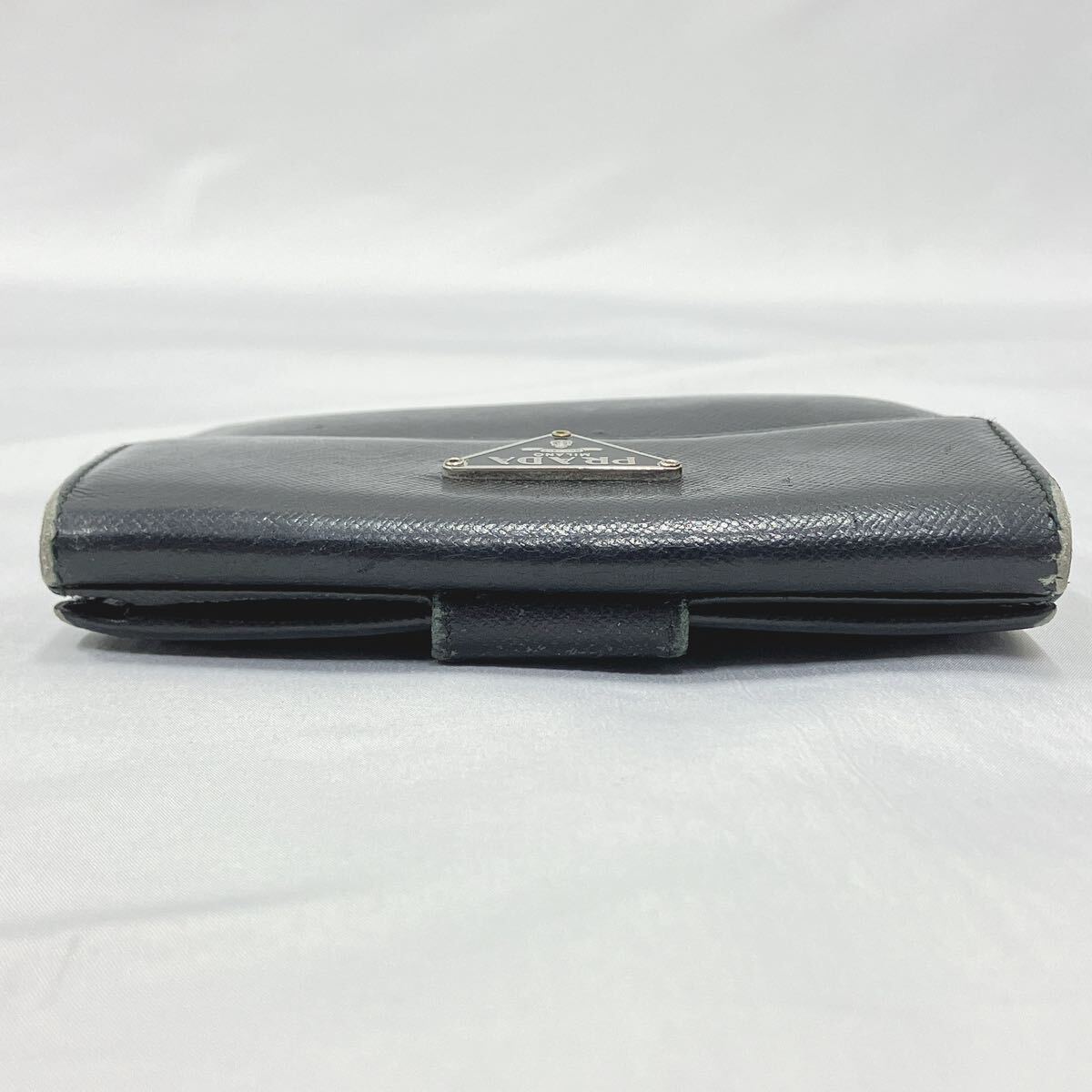 正規品 PRADA プラダ 二つ折り財布 ブラック 黒 サフィアーノレザー M523X ギャランティカード付き 01-0222の画像5