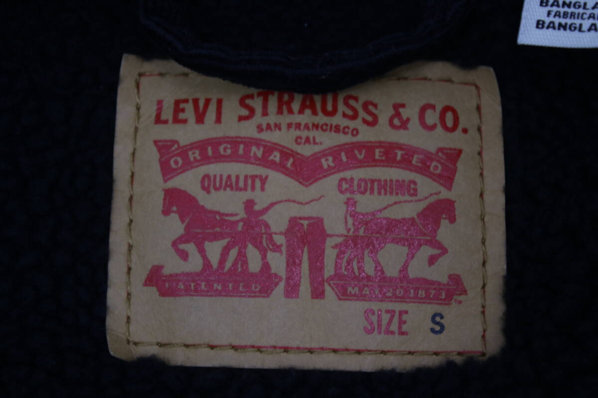 366【1円～】Levi's リーバイス コーデュロイランチジャケット ボア 黒 ブラック アウター Sサイズの画像4