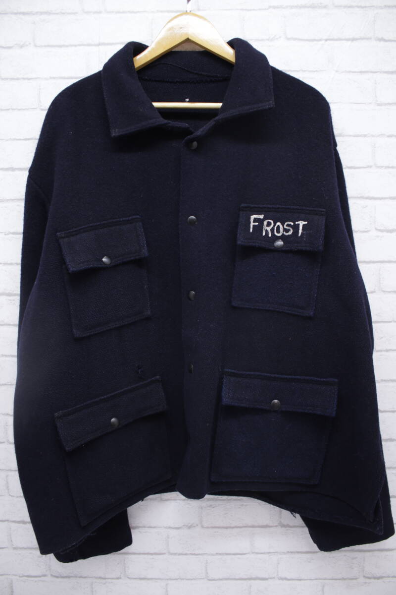 246【1円～】Wool Work Jacket ウールワークジャケット ヴィンテージ 40s 50s 60s unknown US NAVY FROST コート ミリタリー ネイビーの画像1