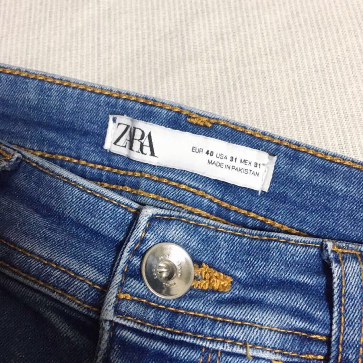 伸縮性抜群 春夏 ZARA MAN 迷彩 ストレッチ スキニー 40 31 ダメージ デニム メンズ パンツ ジーンズ 青 ブルー