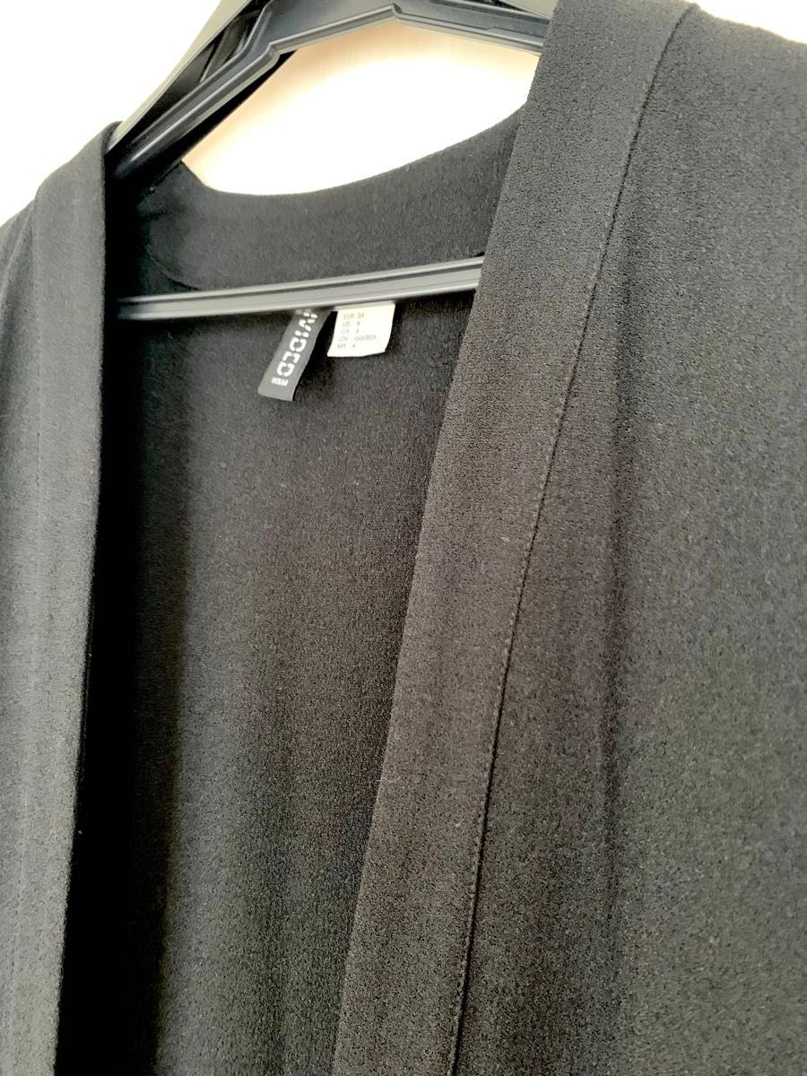 H&Mエイチアンドエム/ロングカーディガン、薄手羽織り/S/黒、ブラック