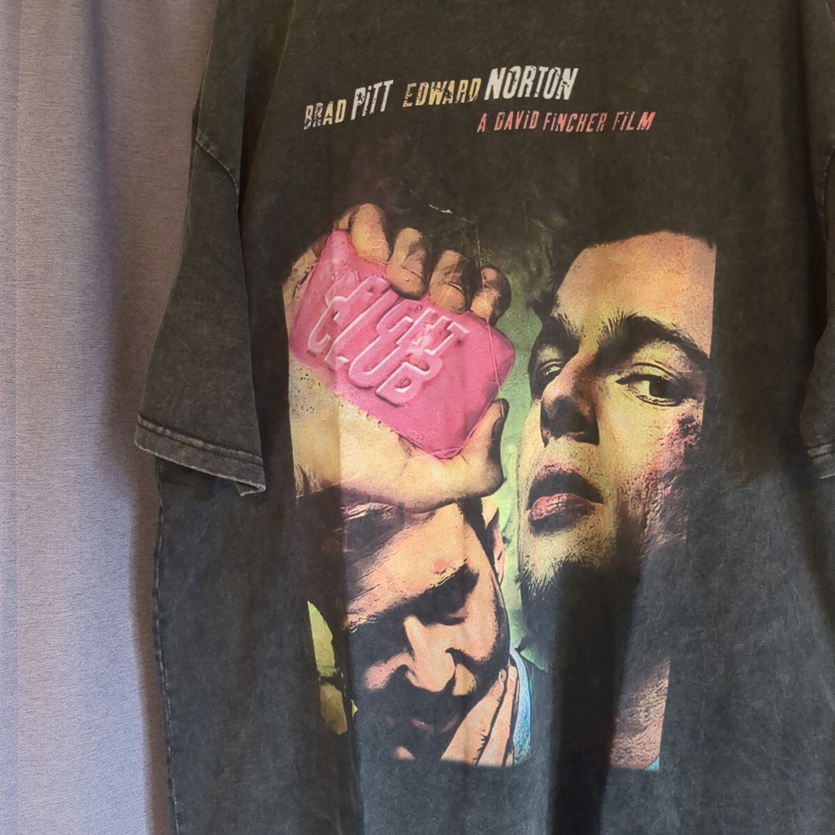 Fight Club ファイトクラブ Tシャツ XL ウォッシュドブラック ブラッドピット　映画