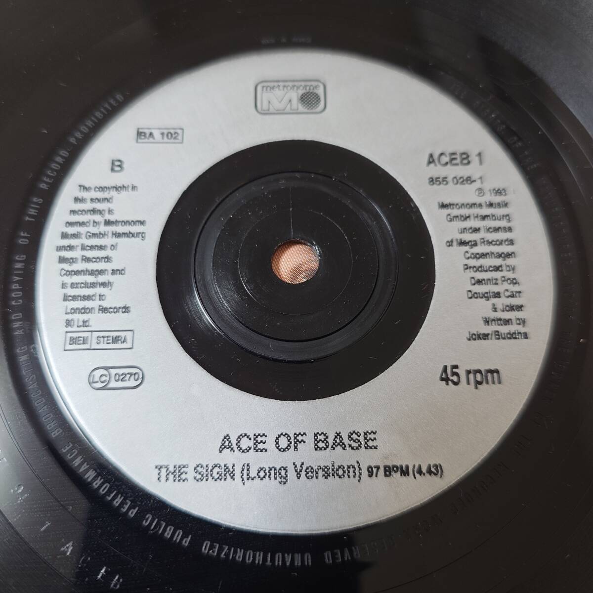 Ace Of Base - The Sign // Metronome 7inch / Reggae Pop / AA0525の画像4