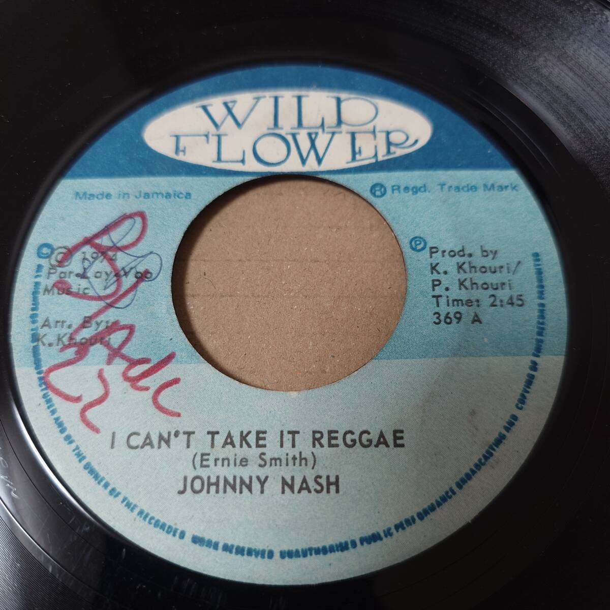 Johnny Nash - I Can't Take It Reggae // Wild Flower 7inch / AA0587_画像2