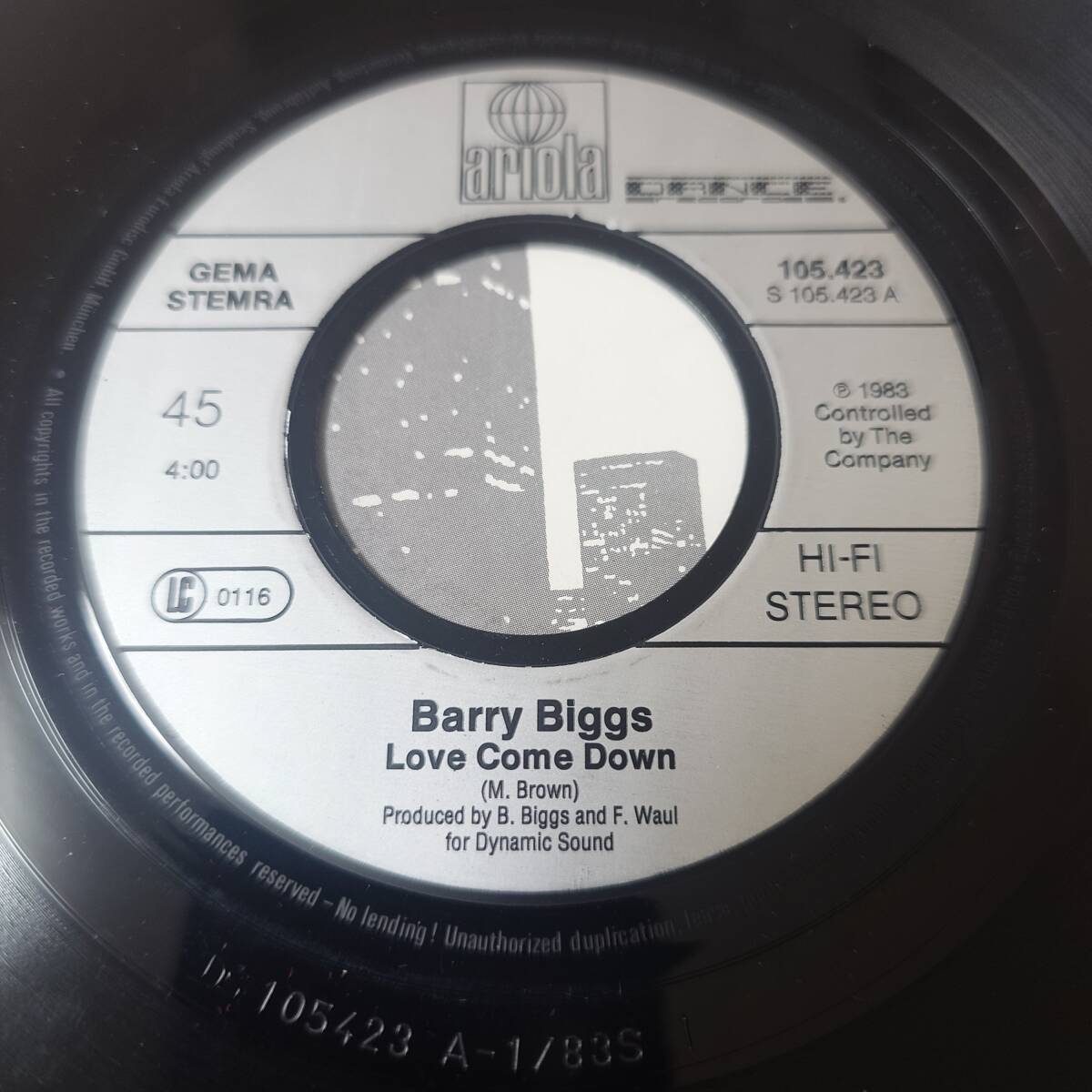 Barry Biggs - Love Come Down / This Is Good Life // Ariola 7inch / Reggae Pop / AA0508 の画像3
