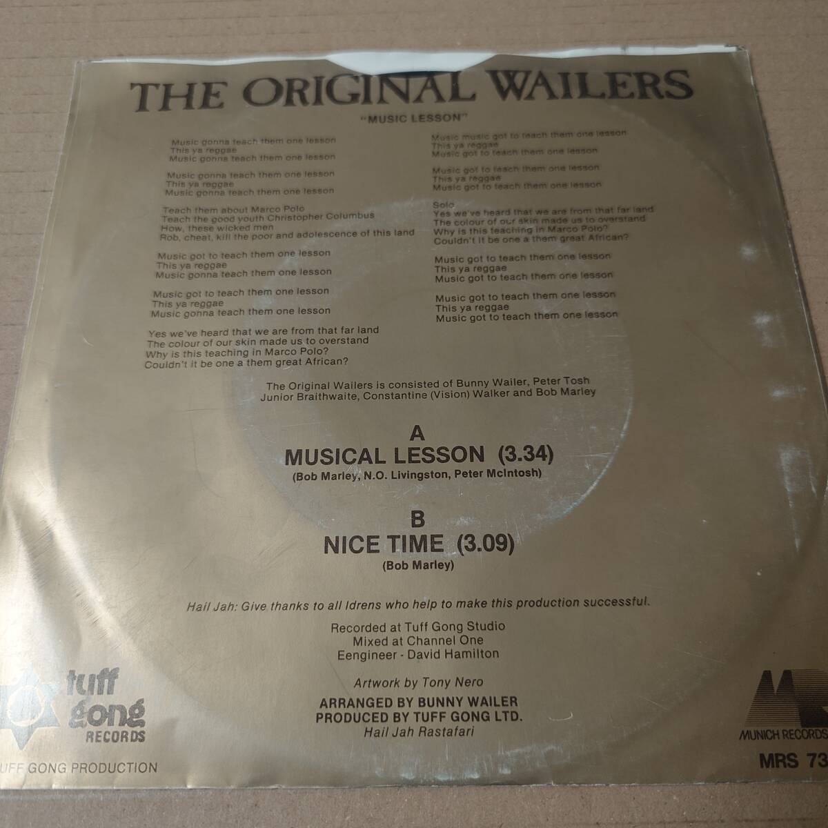 The Original Wailers - Music Lesson / Nice Time // Island Records 7inch / Roots / Bob Marley / Musical / AA0649 の画像2