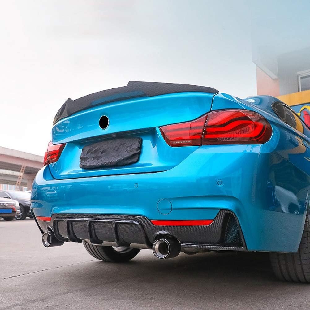 リア ディフューザー 2014-2019 BMW F32 F33 F36 4シリーズ専用 カーボン調 塗装済み PP製 光沢あり リアバンパーディフューザー エアロパ_画像3