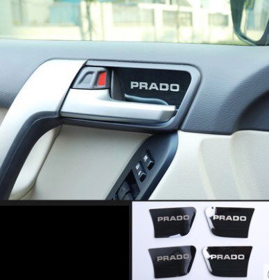トヨタ プラド PRADO インナードア ハンドル カバー ステッカー ブラック 4ピース_画像3