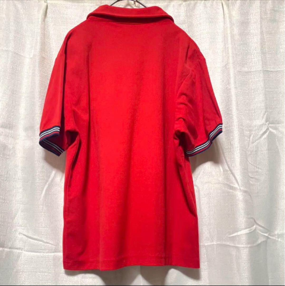 FILA フィラ メンズ 半袖 ポロシャツ 襟付き Tシャツ スポーツ テニス ゴルフ ウェア 刺繍 ワンポイント レッド 赤 M