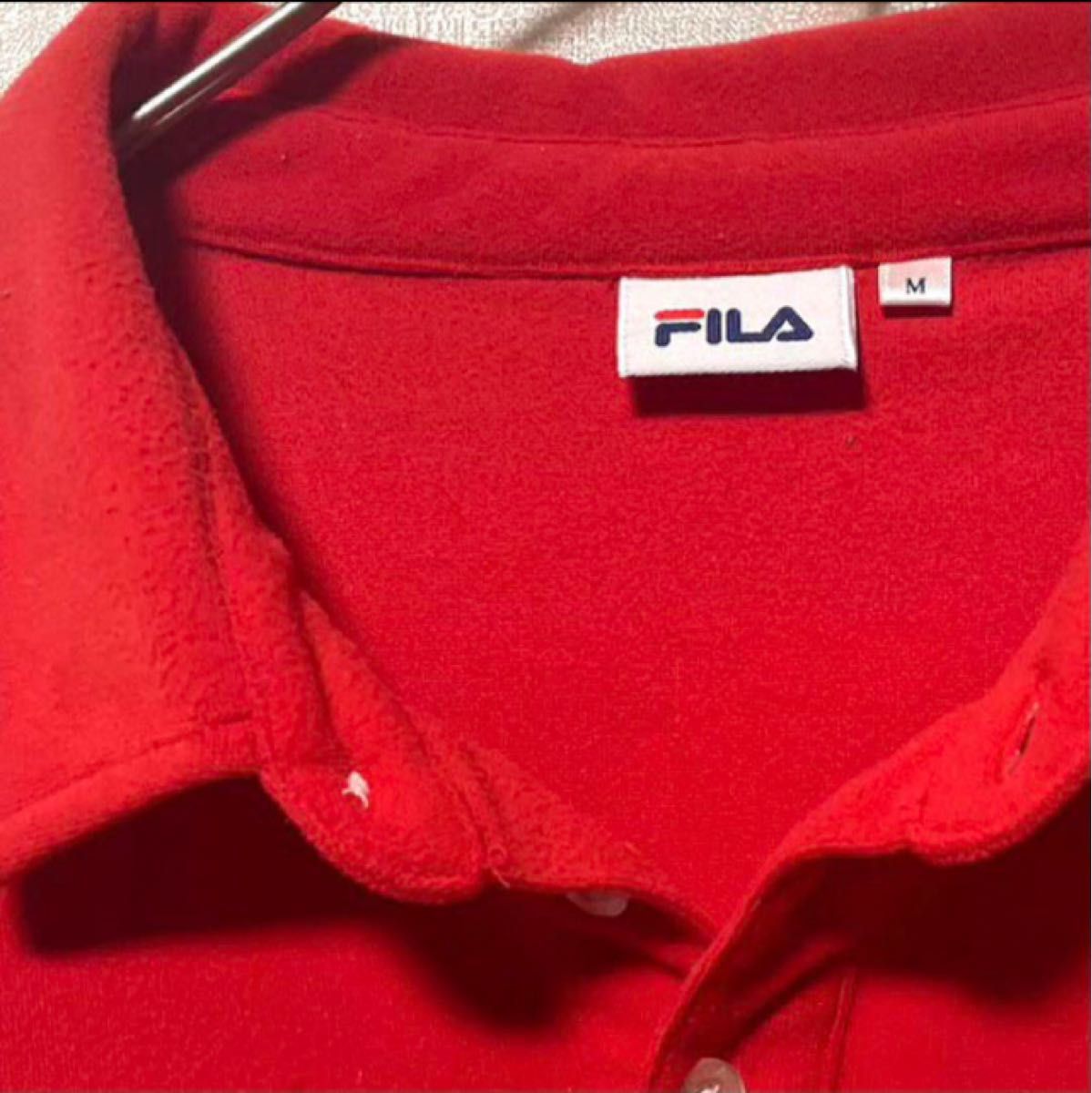 FILA フィラ メンズ 半袖 ポロシャツ 襟付き Tシャツ スポーツ テニス ゴルフ ウェア 刺繍 ワンポイント レッド 赤 M