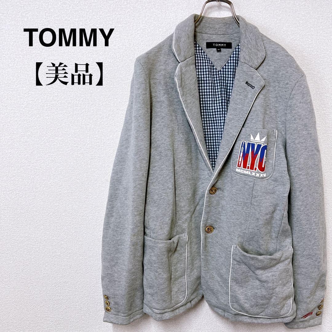 【美品】TOMMY NYC 金ボタン 刺繍ロゴ カジュアル ジャケット　トミーヒルフィガー　L グレー_画像1