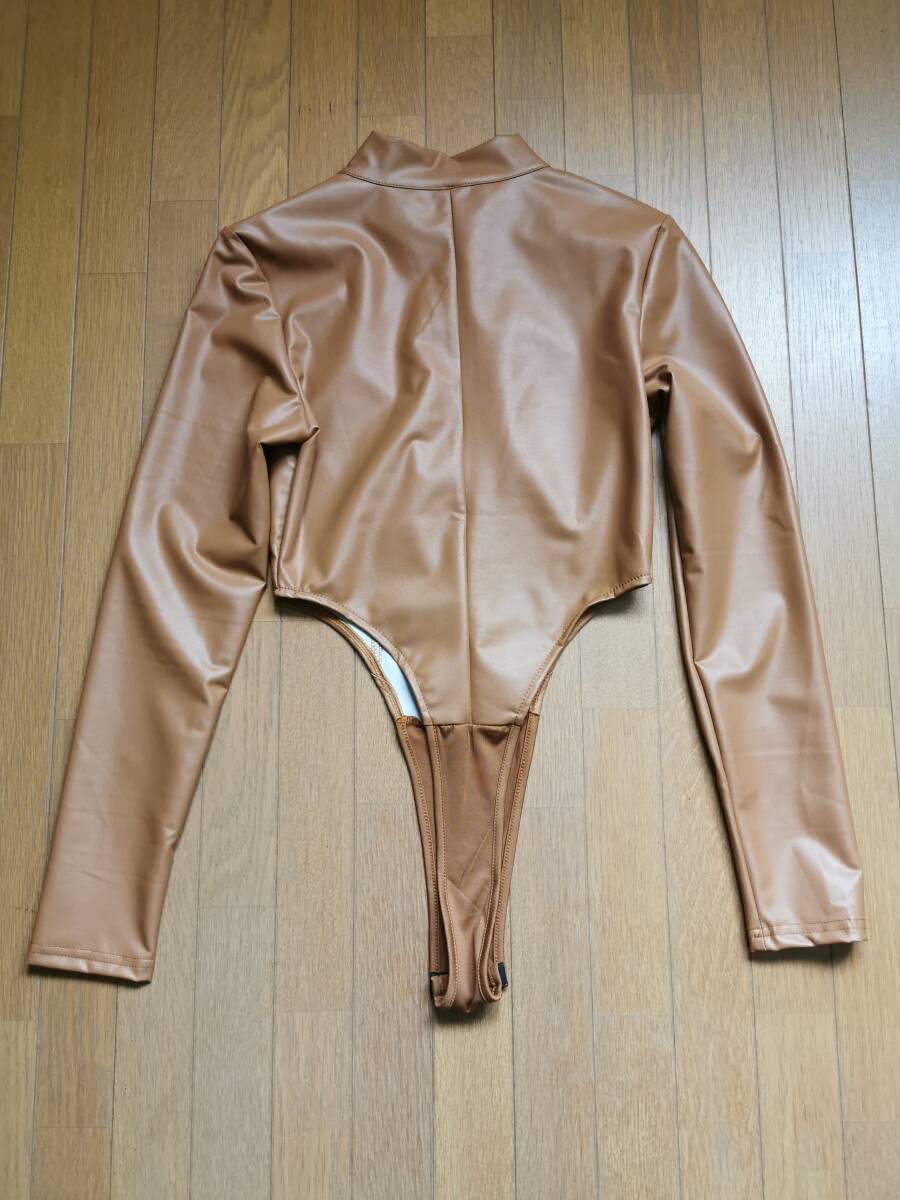 【USED試着のみ】SHEIN BAE スタンドカラー 長袖PUジャケット ボディスーツ レオタード サイズ/XS(JP-M) カラー/ブラウンの画像4