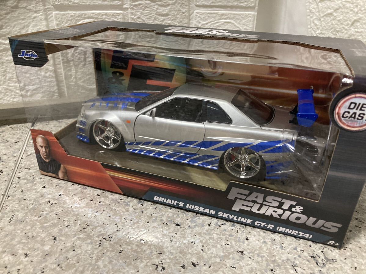 AZ-004.jada toys 1/24 FAST&FURIOUS ミニカーBRIAN'S NISSAN SKYLINE GT-R(R34) ワイルドスピードの画像1