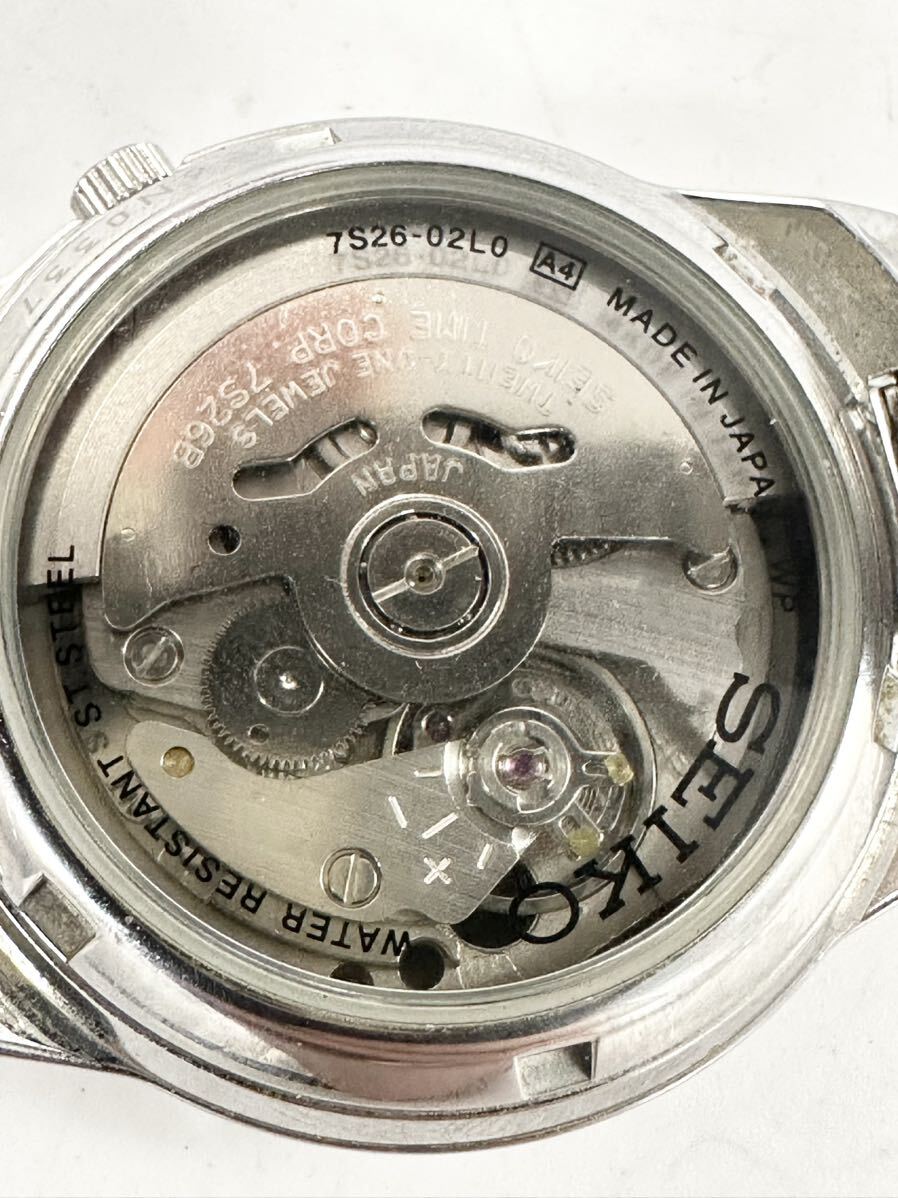 【4M1】1円スタート SEIKO 5 AUTOMATIC 21JEWELS / 7S26-02L0 セイコー 稼働品 黒色文字盤 裏スケ 自動巻き メンズ 腕時計 の画像8