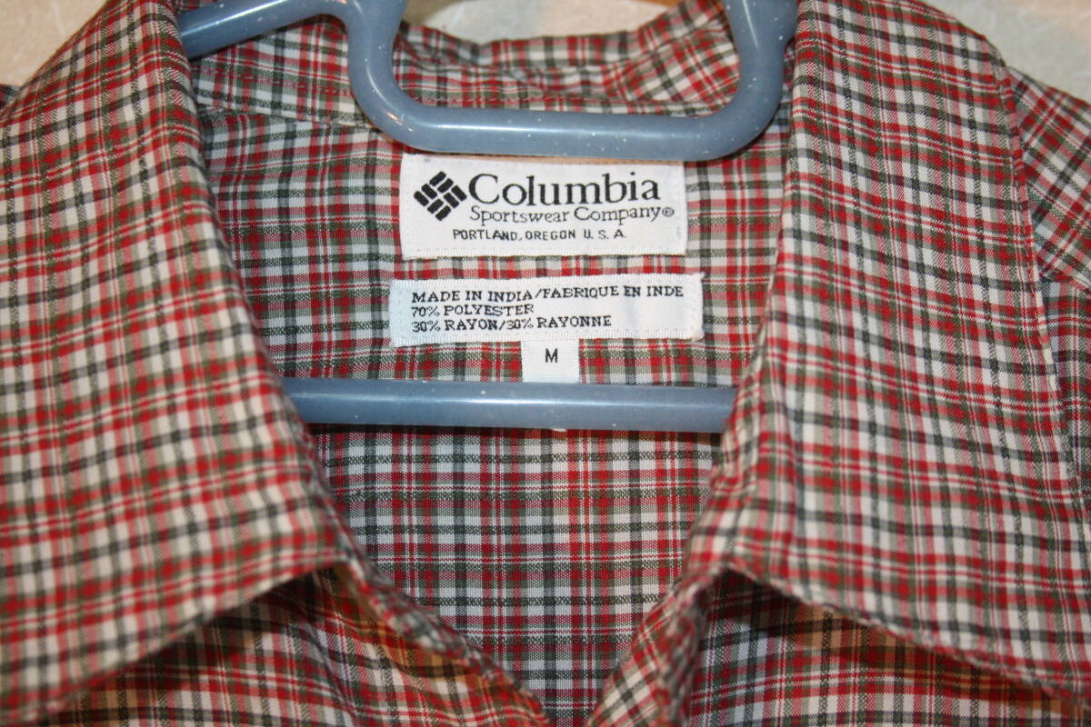 Columbia コロンビア　男性用　ギンガムチェック　開襟　半袖シャツ　M　　古着　中古　美品　64_画像3