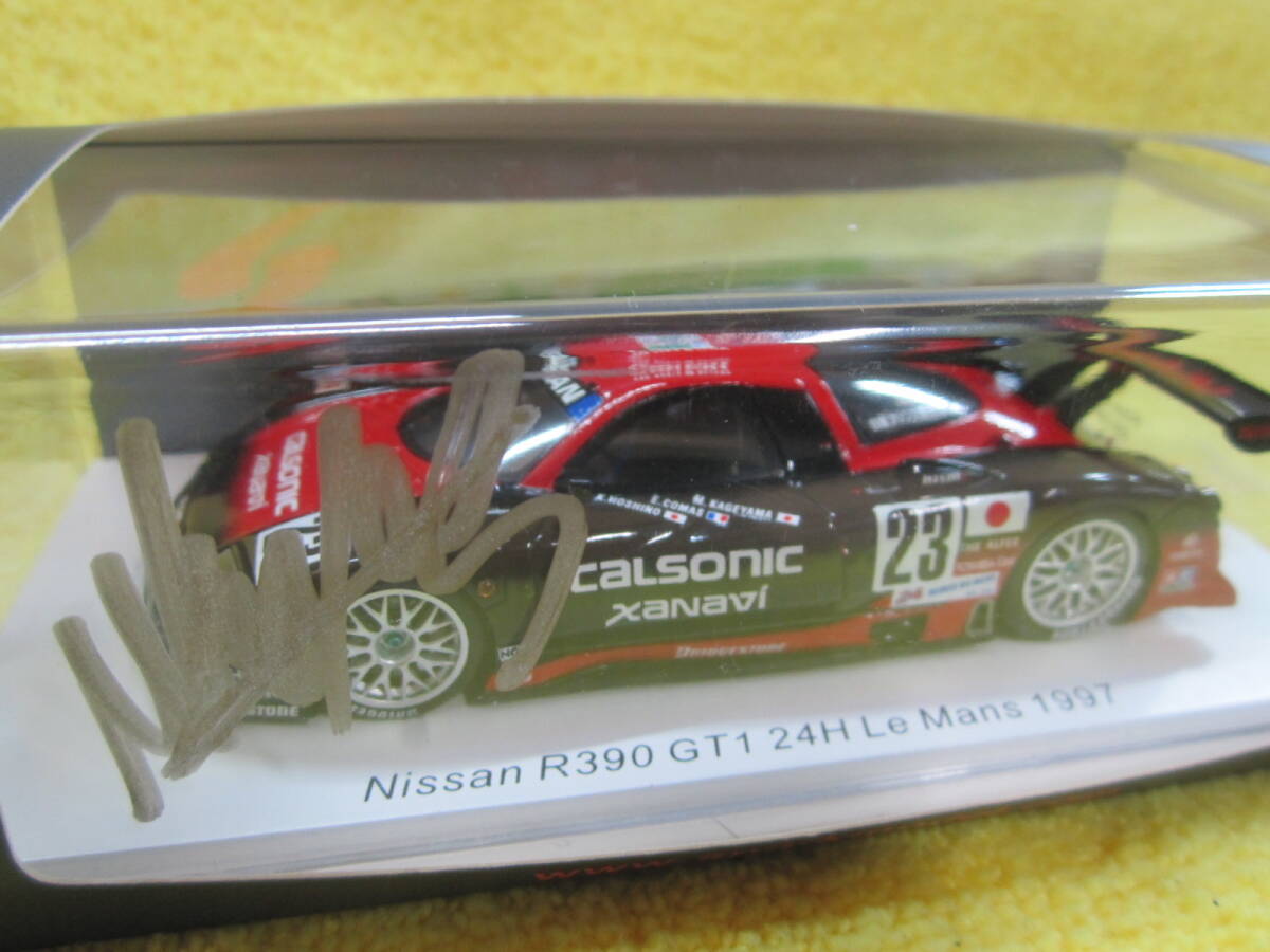 Spark S3579 1/43 Nissan R390 GT1 #23 24H Le Mans 1997 星野一義 E.Comas 影山正彦 直筆サイン入り（ニッサン ル・マン カルソニック_画像1