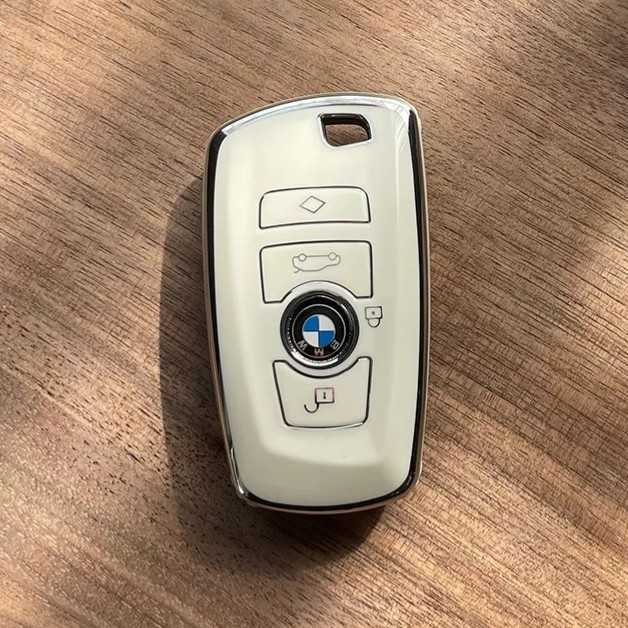 BMW キーケース ホワイト白 シルバー銀 TPU キーカバー 鍵 キーレス 1 2 3 4 5 6 7シリーズ f30 f10 スマートキー リモコンキー 保護カバーの画像1