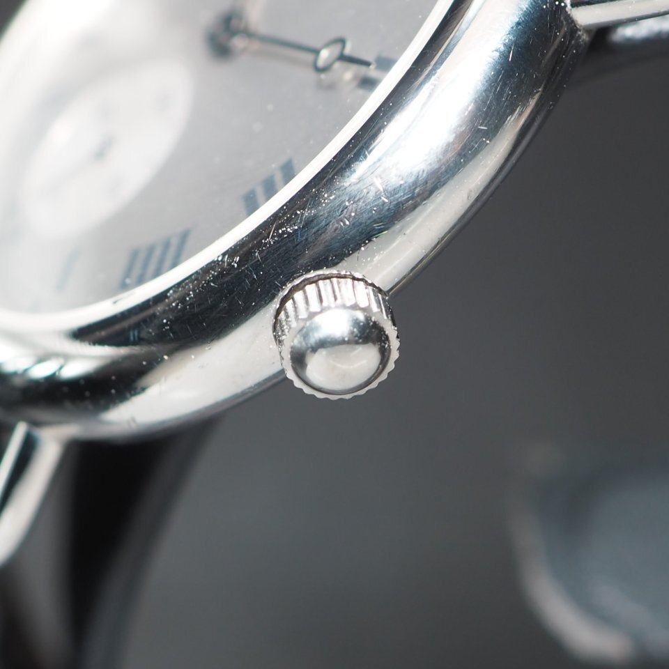 【希少 機械式 スモセコ】 dunhill ダンヒル CENTENARY センテナリー ローマンインデックス 手巻き SSxレザー メンズ 腕時計「23759」の画像4