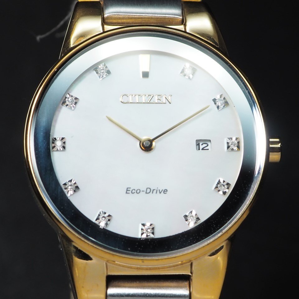 【シェル文字盤】CITIZEN シチズン エコドライブ J015-S103801 GP SS Eco-Drive ソーラー レディース 腕時計 保・箱「23853」の画像3