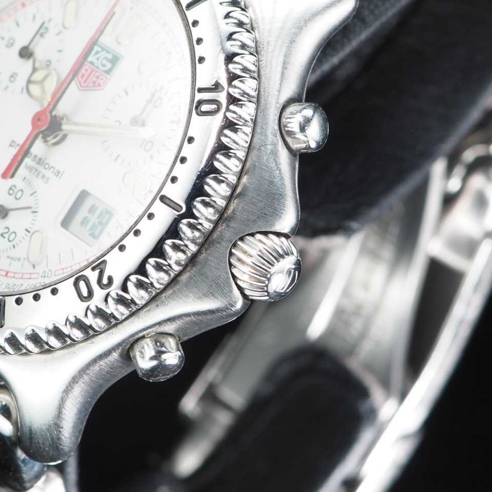 TAG HEUER TAG Heuer Senna model CG1111-0 SS QZ chronograph white face USED goods operation goods rotation bezel men's wristwatch [23792]