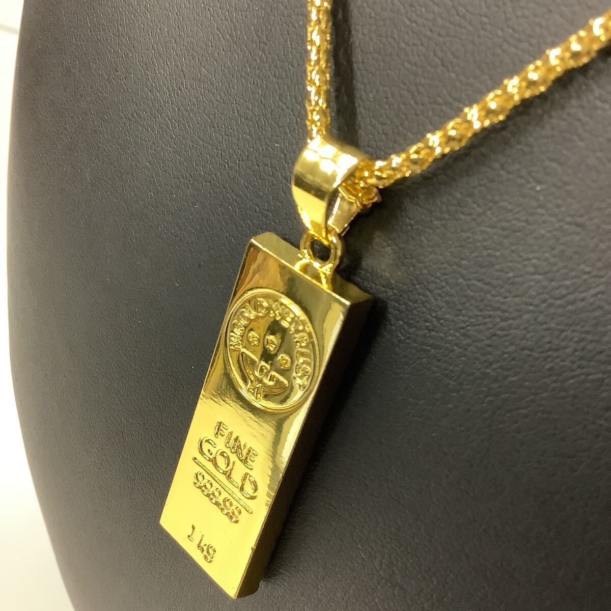 men's ladies necklace gold ingot 18k gold plated　メンズ レディース. 喜平 ネックレス ゴールド インゴット 鍍金 157_画像3