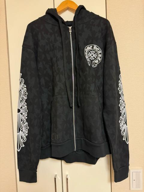 Chrome Hearts W/BLACK Cemetery Print Zip Hoodie L 新品 クロムハーツ セメタリー クロス プリント ジップ フーディー パーカー 黒の画像1