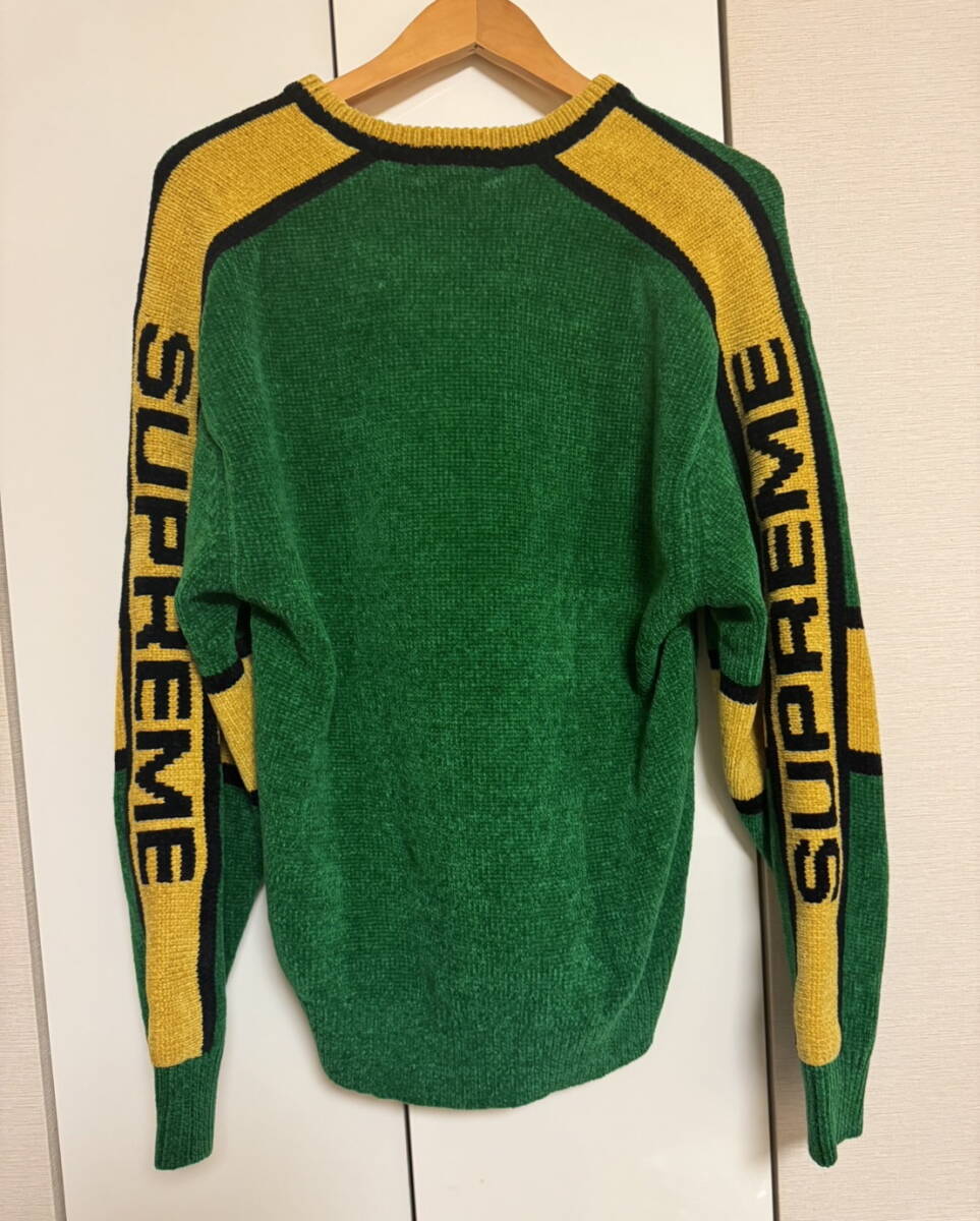 1000円スタート 22FW Supreme Stripe Chenille Sweater Green S シュプリーム ストライプ シェニール セーター グリーン 緑の画像1