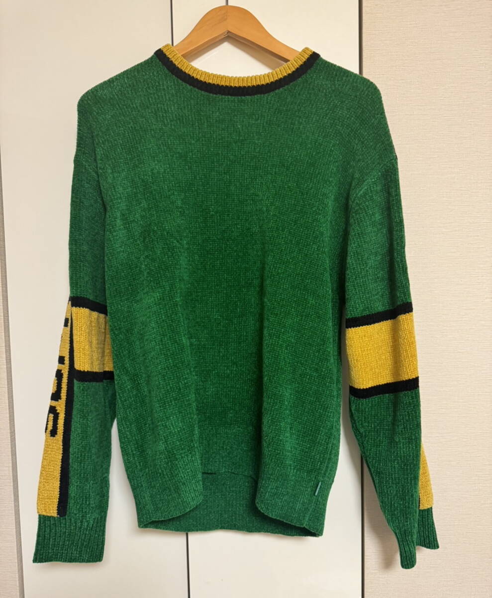 1000円スタート 22FW Supreme Stripe Chenille Sweater Green S シュプリーム ストライプ シェニール セーター グリーン 緑の画像2