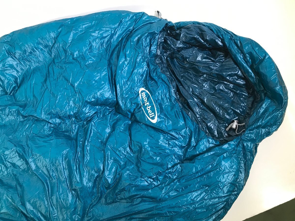 mont-bell モンベル シームレス ダウンハガー800 #3 ブルーグリーン R/ZIP 右ジッパー メッシュ巾着付き シュラフ 寝袋 ユーズドの画像5