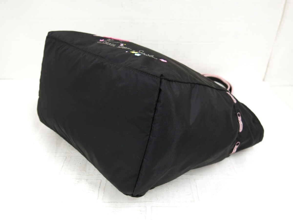 LeSportsac レスポートサック◆ナイロン◆トート バッグ◆黒 ピンク◆新品同様◆超美品◆ディズニー◆It's a Small Worldコラボ◆N7805の画像5