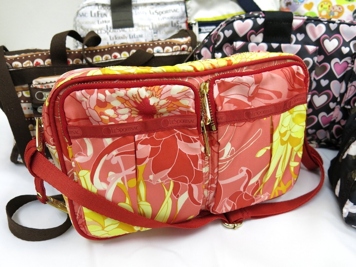 LeSportsac レスポートサック◆ナイロン◆2way ショルダー トート バッグ◆保管 未使用品◆花 ハート◆9点セット◆未使用品含む◆N7939_画像3