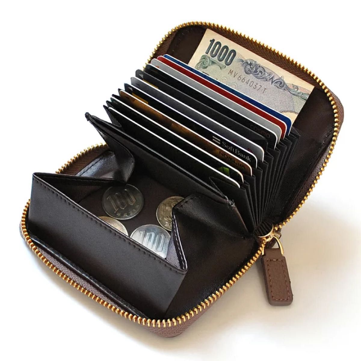 財布 コインケース ラウンドファスナー コンパクト 小銭入れ 本革　レディース　カードケース