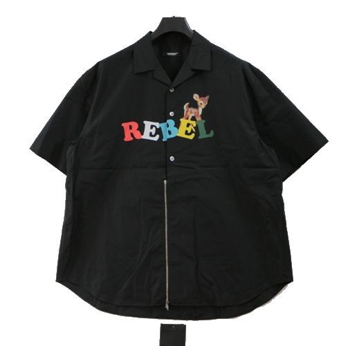 UNDERCOVER アンダーカバー 23SS CoブロードフロントZIP付半袖シャツ REBEL 3 ブラック_画像1