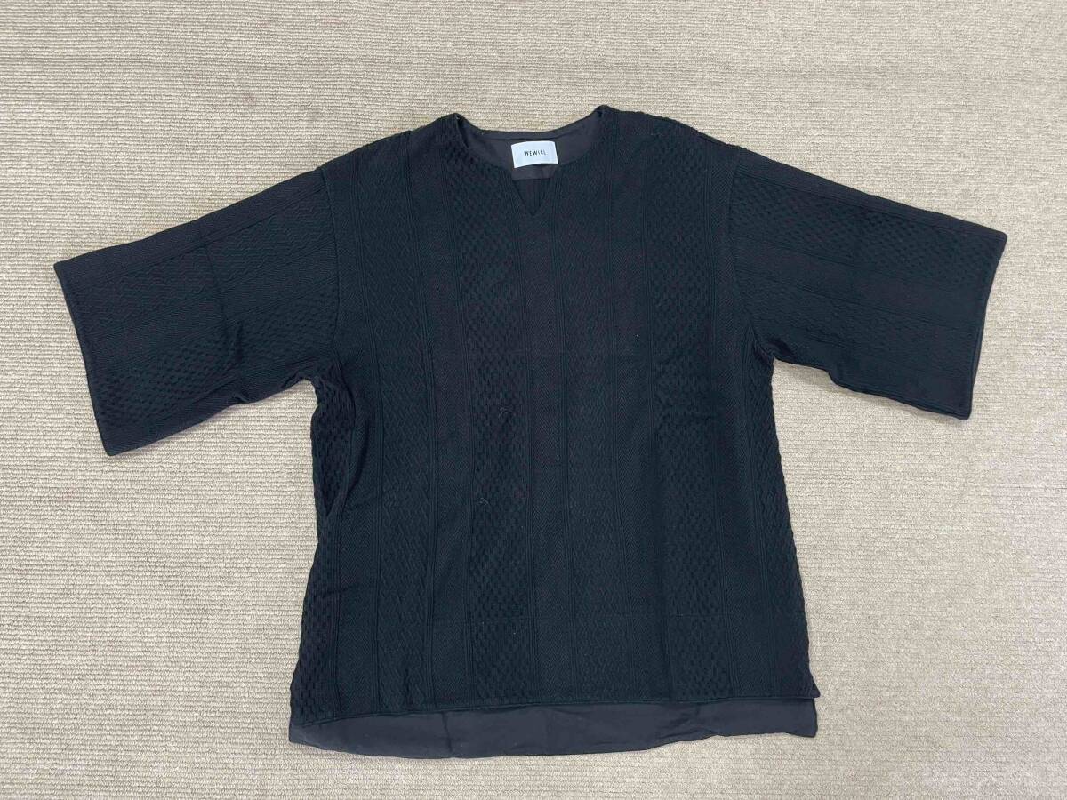 【WEWILL/ウィーウィル】Oversized Shirt Set Up size1 BLACK オーバーサイズ ジャガード カフタンシャツ ブラック セットアップ 日本製の画像5