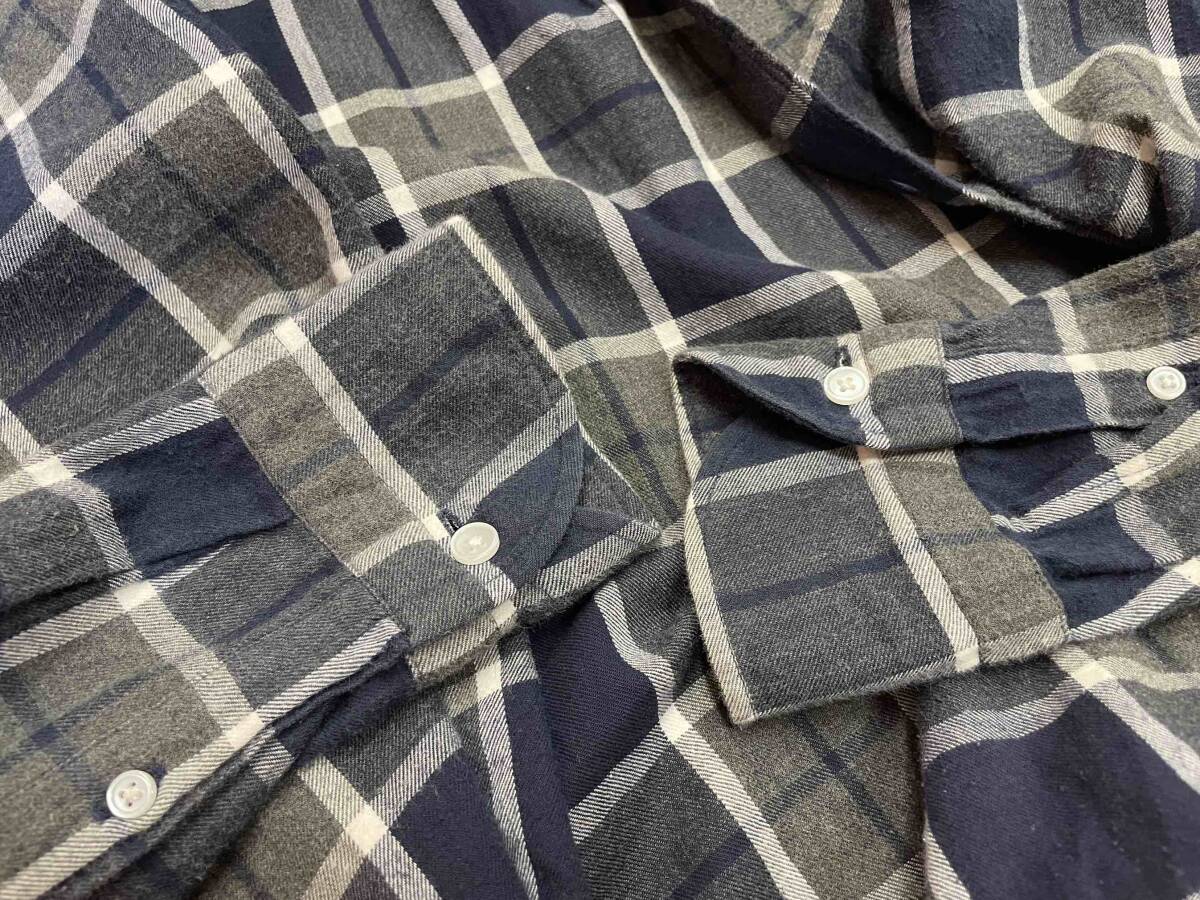 【kolor BEACON/カラービーコン】Cotton Flannel Check Shirt size2 裾周りオレンジライン コットン フランネル チェックシャツ 日本製の画像7