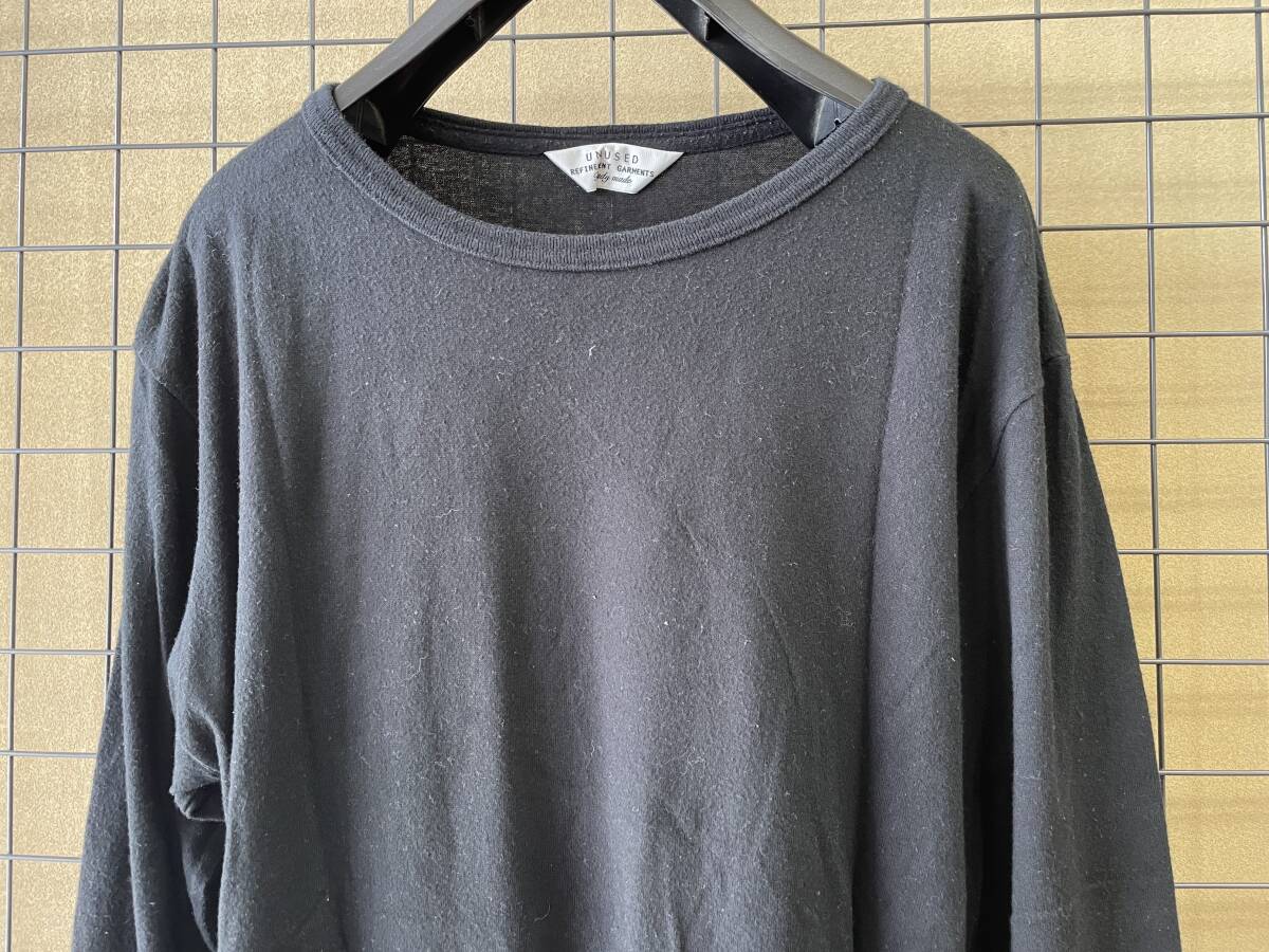 【UNUSED/アンユーズド】Crewneck Long Sleeve T-Shirt size2 BLACK クルーネック ロングスリーブ Tシャツ TEE カットソー ブラックの画像2