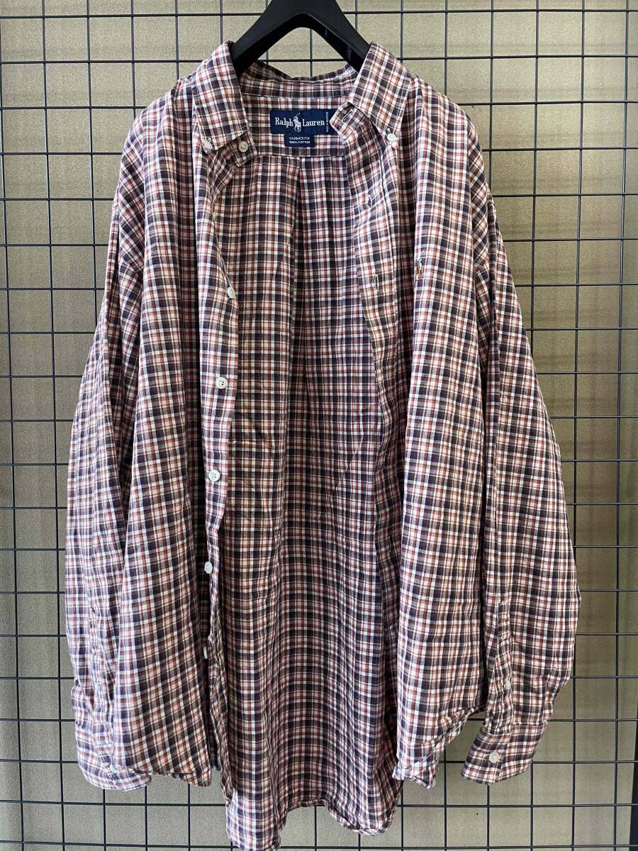 【Ralph Lauren/ラルフローレン】90s Vintage Check B.D.Shirt Oversized 90年代 ビンテージ チェック ボタンダウンシャツ オーバーサイズ_画像3